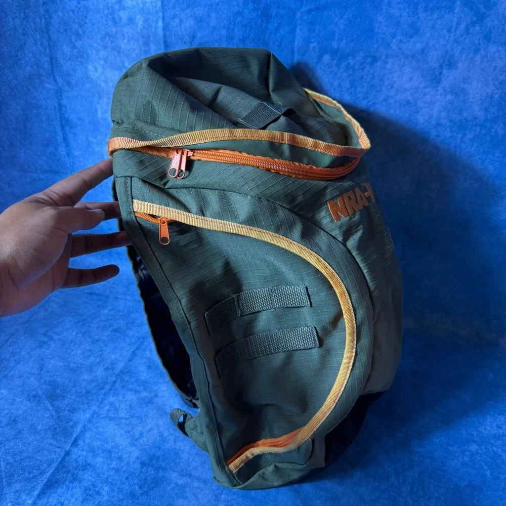 NRA-ILA Tactical Backpack Green Orange Ripstop Hiking Range Bag MOLLE Webbing